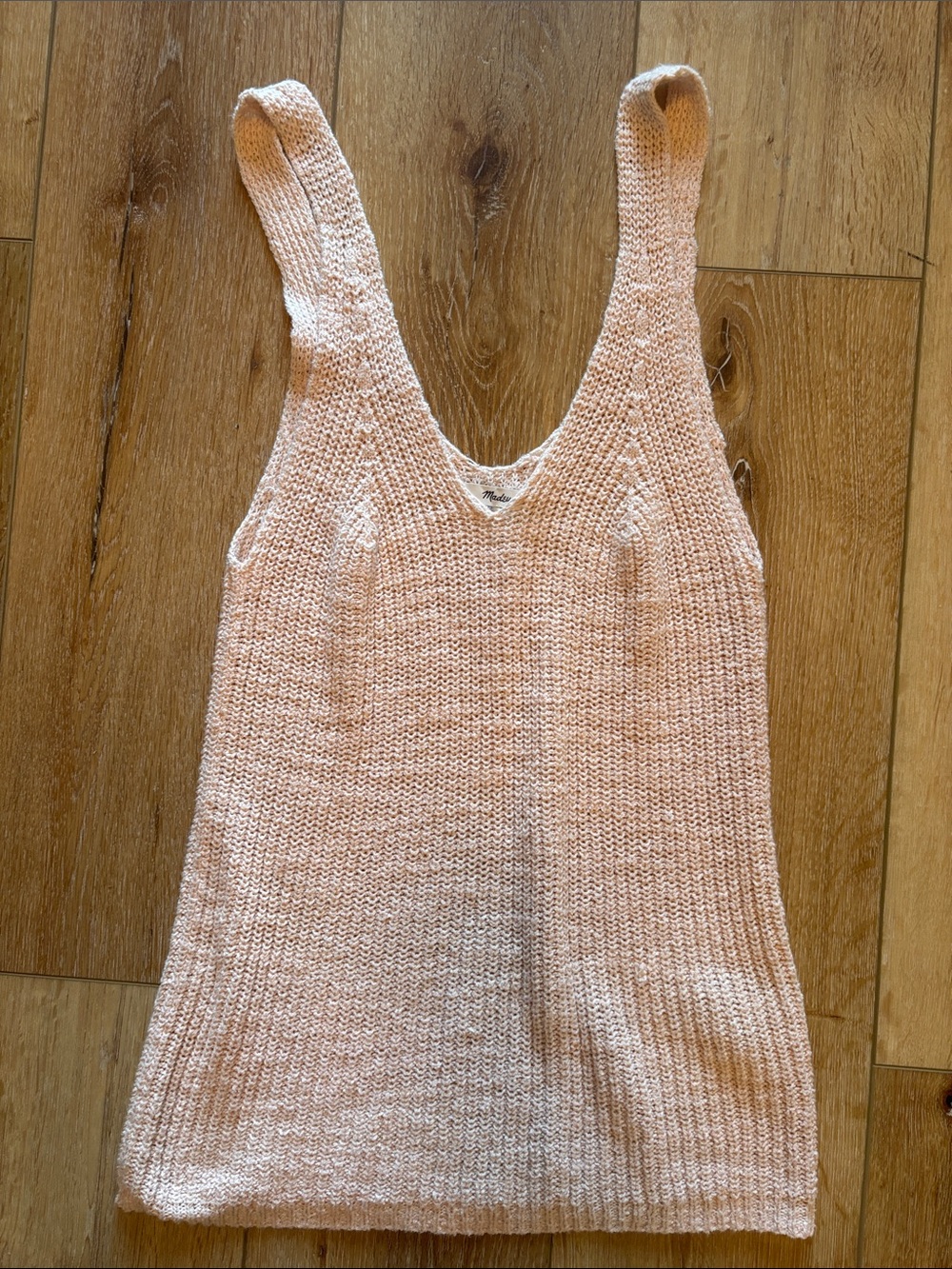 Madewell Knit V‑Neck Tank in Soft Peach